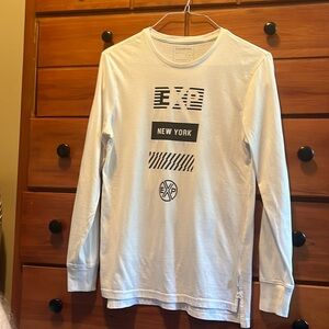 Mens White Express Long Sleeve T Shirt